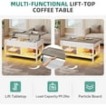 thumbnail image 6 of Lift Top Coffee Table with RGB Light, 3-in-1 Coffee Table with Power Outlets, Hidden & Open Storage, Adjustable Height, Wooden Dining Table for Living Room, Home Office, 6 of 15