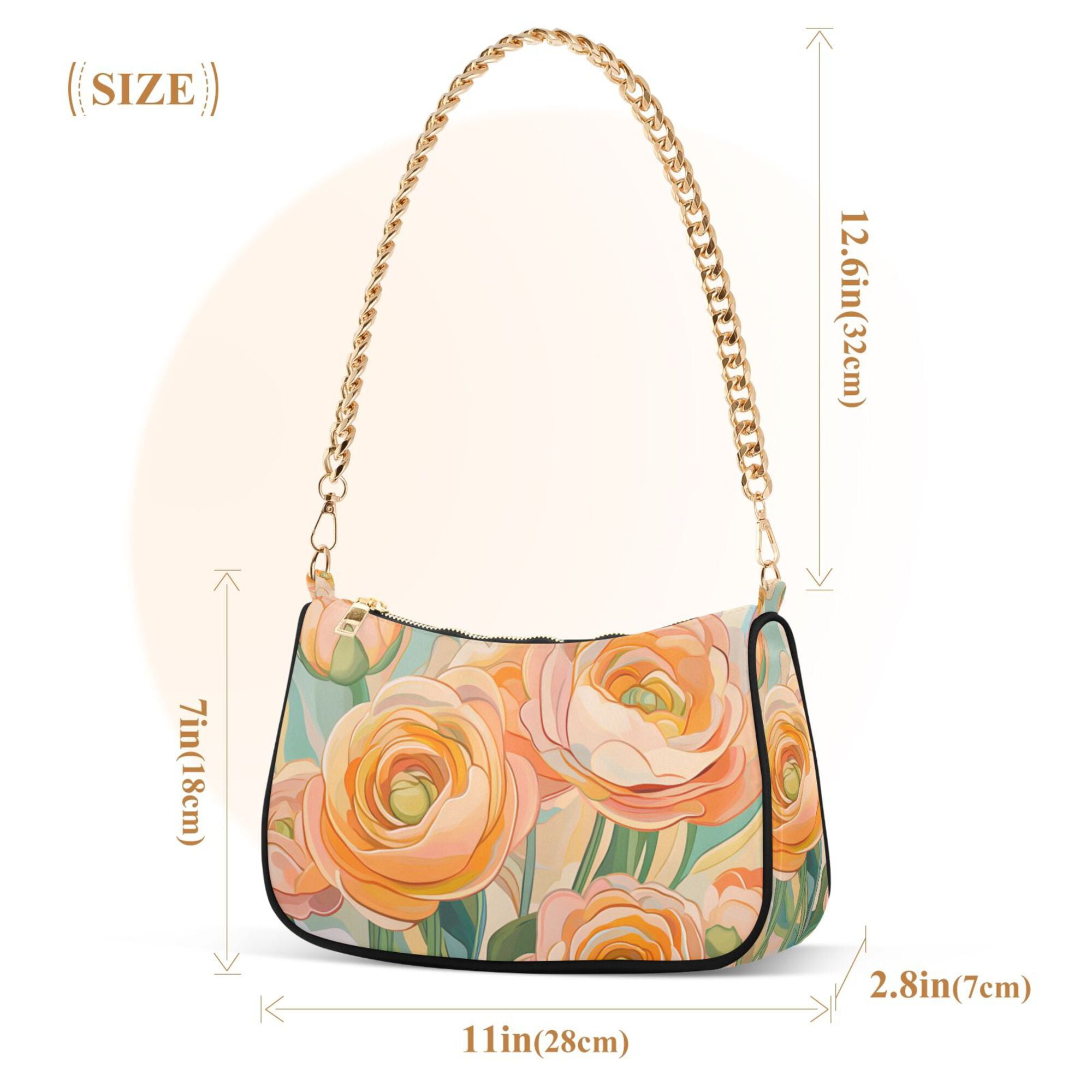 FORMRS Womens Shoulder Bag with Chain Strap Clutch Purse Cute Tote Handbag, Abstract Floral Art