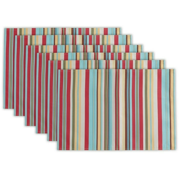 DII Summer Stripe Outdoor Placemat (Set of 6), 19"x13", 100% Polyester