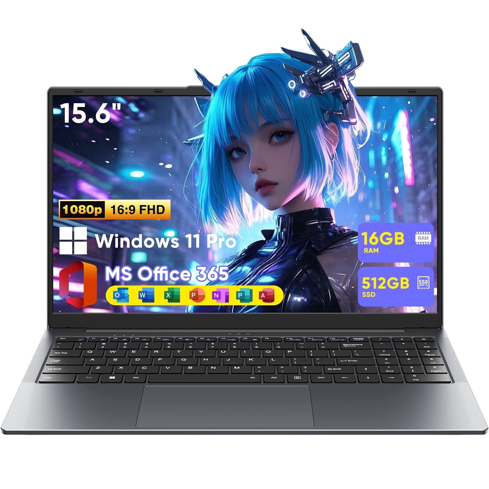 15.6" Laptop,16GB RAM 512GB SSD,Windows 11 Pro,Intel Core i3(Up to 3.4GHz),NoteBook Computer,1920 x 1080 FHD 16:9 Display,For Student