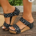 thumbnail image 3 of Rokment Women's Polka Dot Cork Footbed Slip on Dress Sandals Retro Beach Casual Leather Open Toe Platform Wedge Chunky Heels Slides Comfortable Backless Walking Summer Shoes Dark Gray Size 8, 3 of 5