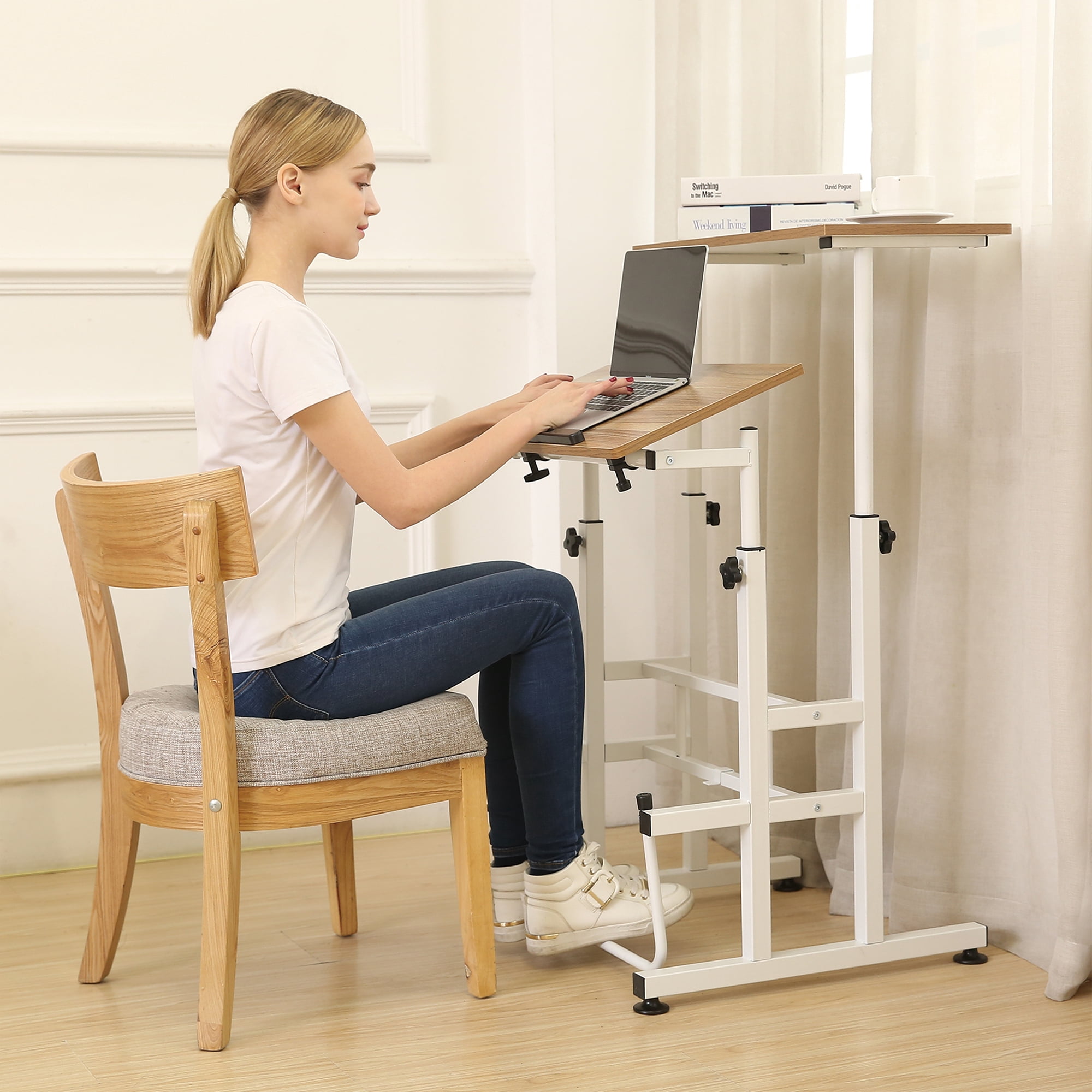 SDADI L101XWFDT Adjustable Height Mobile Standing Office Computer Desk