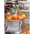 thumbnail image 4 of Outdoor Tablecloth with Umbrella Hole and Zipper, Thanksgiving Pumpkin Round Table Cloth 54 Inch Waterproof Tablecloth, Orange Red Gold Leaf Brown Wood Picnic Table Cover for Patio Camping, 4 of 7