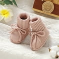 thumbnail image 2 of Baby Boys Girls Sock Shoes Bowtie Knitted Booties Lightweight Flat Walking Shoes Casual Round Toe Athletic Crib Shoes Pink 6-9 Months Infant, 2 of 5