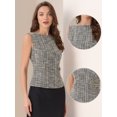 thumbnail image 2 of DARING DIVA Women's Tweed Elegant Crew Neck Business Vest Tops S Beige Black, 2 of 7