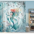 thumbnail image 4 of Mermaid Shower Curtain for Kids, Green Teal Beach Shower Curtain Set for Bathroom, Sea Ocean Fish Fabric Shower Curtain Restroom Bathtub Decor Accessories with Hooks 72X 72 inch, 4 of 6