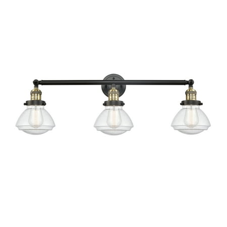 

Innovations 205-BAB-S-G324 Olean 3 Light Bath Vanity Light part of the Franklin Restoration Collection Black Antique Brass
