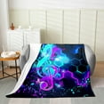 thumbnail image 2 of Blanket Twin 60x80 Inch Music Fleece Blanket Music Note Fuzzy Blanket Melody Rhythm Musicial Throw Blanket Blue Tie Dye Hexagon Neon Lights Fuzzy Blanket, 2 of 4