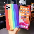 thumbnail image 3 of Funda protectora fresca y bonita de silicona líquida con diseño de arcoíris brillante para iPhone, para niñas, mujeres y hombres (arcoíris), 3 of 7