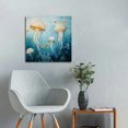 thumbnail image 5 of LIAOKANG Jellyfish Canvas Wall Art, Underwater Plants and Jellyfish Painting Print Beautiful Blue Ocean Picture Poster for Living Room Bedroom Decor 12x12 in, 5 of 5