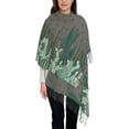 thumbnail image 1 of Foulard à Franges pour Femmes, Design Floral Cactus Long Châle, Léger et Chaud, 1 of 6