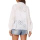 thumbnail image 3 of BLUSA DE MUJER INSPIRE CHIC Cuello en V Agujero Hueco Manga Abullonada Cierre de Botón Camisa Boho XS Blanca, 3 of 6