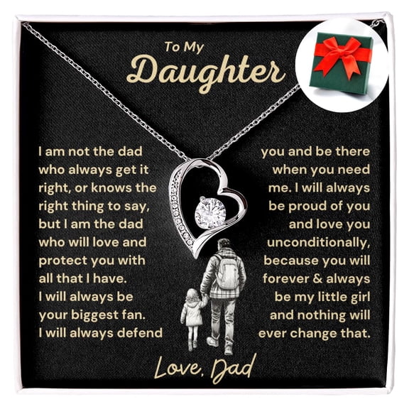 To My Daughter Necklace, Daughter Necklaces From Mom And Dad, From Mother Or Father, Beautiful Necklace For Women, Graduation Birthday Idea Chirstmas Ribbon, White #2139, White Forever Love Necklace