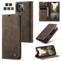 Feishell Slim Wallet Phone Case for Apple iPhone 13 mini 5.4 inch,Premium PU Leather Magnetic Closure Folio ID Credit Card Slots Shockproof Protective Flip Kickstand Phone Cover,Coffee