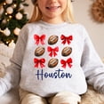 thumbnail image 3 of Girls Houston Football Sweatshirt Red Bows and Footballs Texas Game Day Pullover Gray Sweatshirt Youth X-Small, 3 of 5