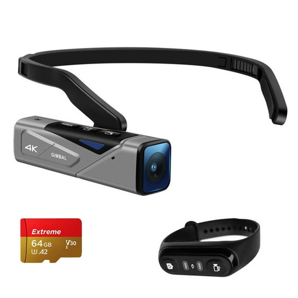 ORDRO EP7 Head Wearable 4K 60fps Video Camera First Person View Hands-Free Camcorder APP Control Autofocus Built-in 2- Gimbal -shake with Remote Control + 64G Memory Card