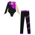 thumbnail image 4 of TiaoBug Kids Girls  Shiny Diamond Gymnastics Leotard Skating Jumpsuit with Pants Performance Outfits Purple 10, 4 of 5