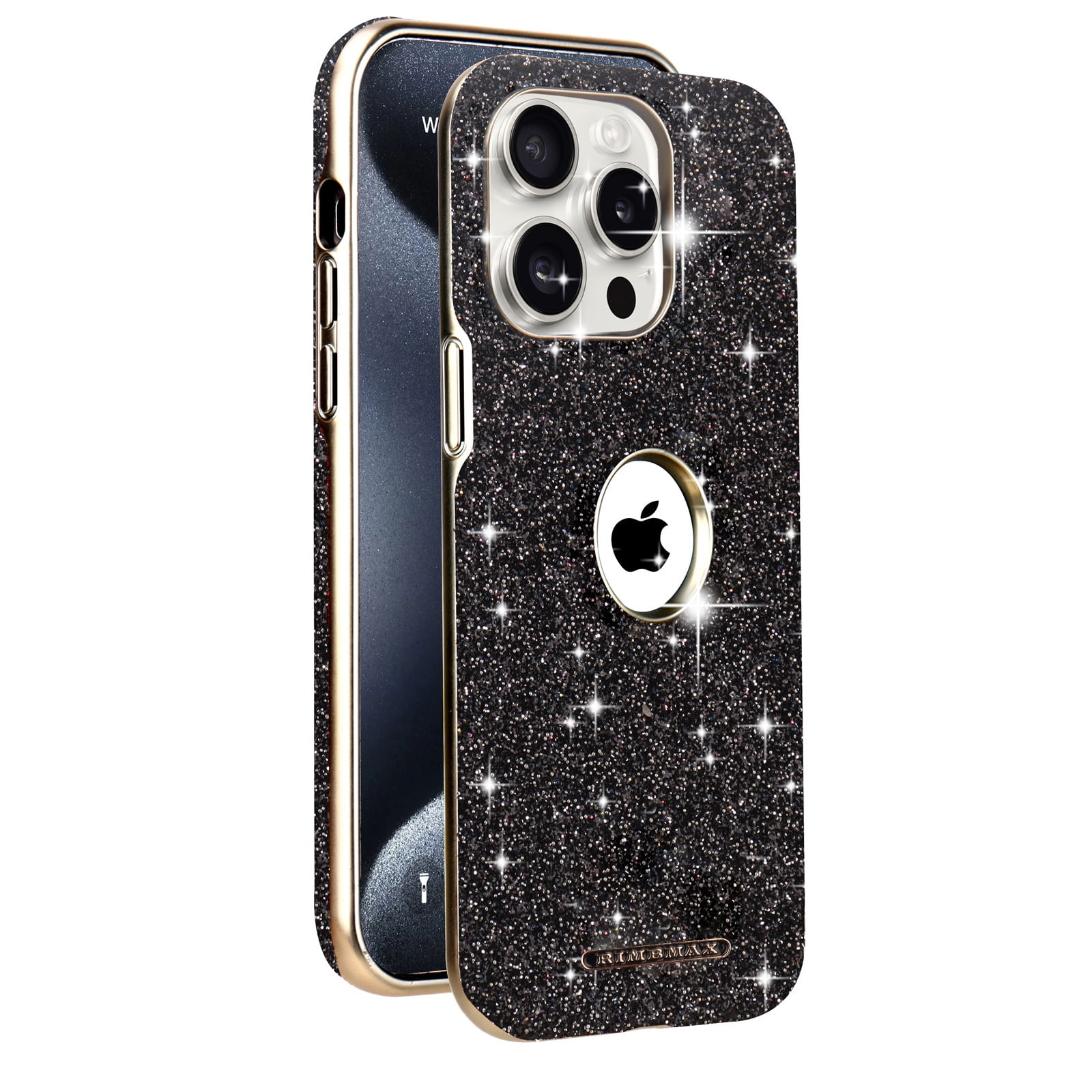 ELEHOLD Glitter Magnetic Case For iPhone 16,Compatible with Mag-Safe Accessories Luxury Glitter Sparkle Bling Heavy Duty Shockproof Protective Rugged Cover for Women Girls,Black