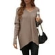 thumbnail image 1 of Sunloudy Suéter de otoño para mujer, suéter de punto de manga larga con cuello en V de color sólido con dobladillo irregular para damas, S / M / L / XL Sunloudy  moda, 1 of 7