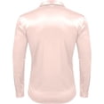 thumbnail image 3 of Mens Silk Shirts Long Sleeve-Luxury Shiny Silk Satin Party Dress Shirt Button Up Casual Muscle Fit for Men(Khaki,XL), 3 of 5