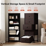 GUNAITO 5 Drawer Dresser for Bedroom Tall Narrow Chest of Drawers Fabric Storage Dresser for Adults,Brown
