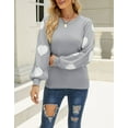 thumbnail image 4 of Sweaters for Women Crew Neck Long Sleeve Womens Sweaters Heart Print Pullover Winter Sweaters Alsol Lamesa, 4 of 6