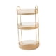 thumbnail image 3 of Soporte para brochas de maquillaje, especiero, organizador portátil giratorio de 3 niveles para el cuidado de la piel, frutero para escritorio, mesa, oro, 3 of 9