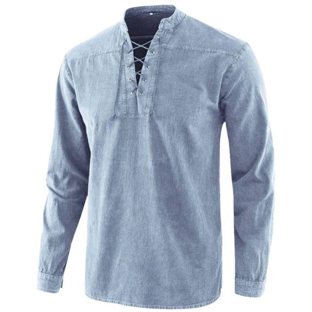 Túnica Medieval de Halloween para hombre, camisa romana renacentista con cordones, disfraz de pirata, vestido de carnaval