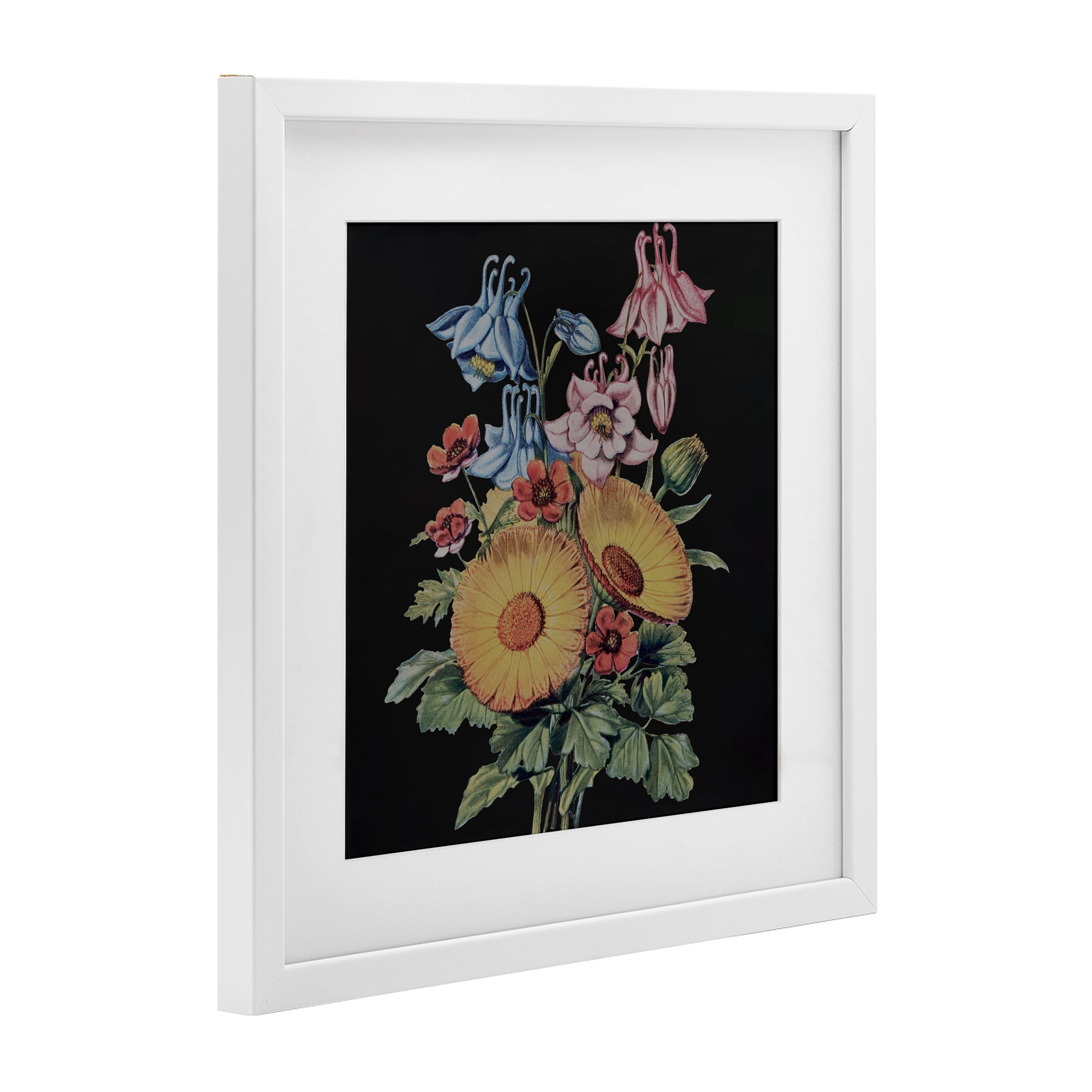 Stupell Industries Vintage Bouquet Study on Black White Framed Print Under Glass, design by Dan Meneely