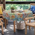 thumbnail image 5 of Outdoor/Indoor Round Tablecloth, Patio Stain Resistant Table Covers with Umbrella Hole Picnic Table Cloth with Zipper for Patio Garden Buffet Table Decoration, 60", Round, Paisley Multi, 5 of 6