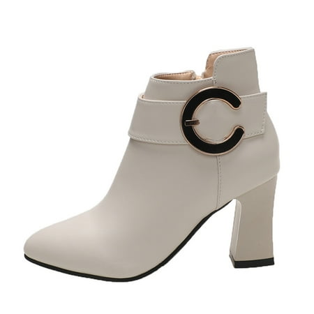 

TAIAOJING Women Boots Pointed Toe High Heel Back Zipper Party Fashion Shoes