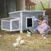 PETSFIT Large Chicken Coop with Nesting box, Weatherproof Hen House,Poultry Cage,3-5 chicken, Grey