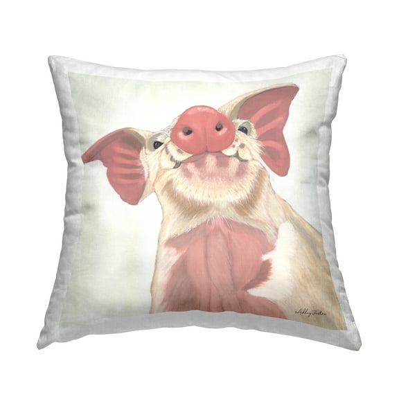 Stupell Industries Pig Snout Adorable Farm Hog Animal Farmhouse Pink,18 x 7 x 18 Decorative Pillows