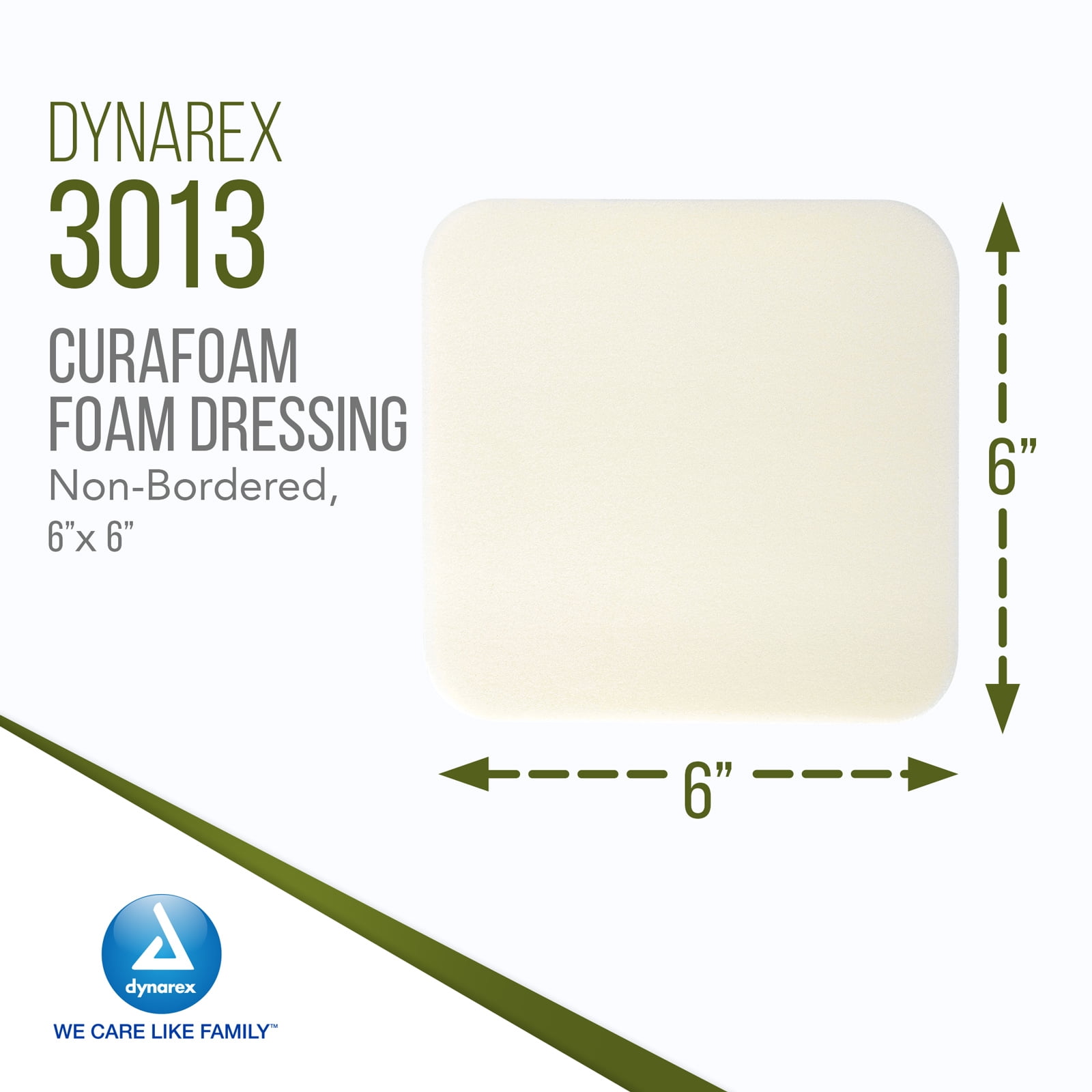Dynarex CuraFoam Foam Dressings, Non-Bordered, Sterile, Provides Cushioned and Moist Wound Care, Used for Medium to Heavy Exuding Wounds, 6" x 6", 1 Box of 10 CuraFoam Dressings