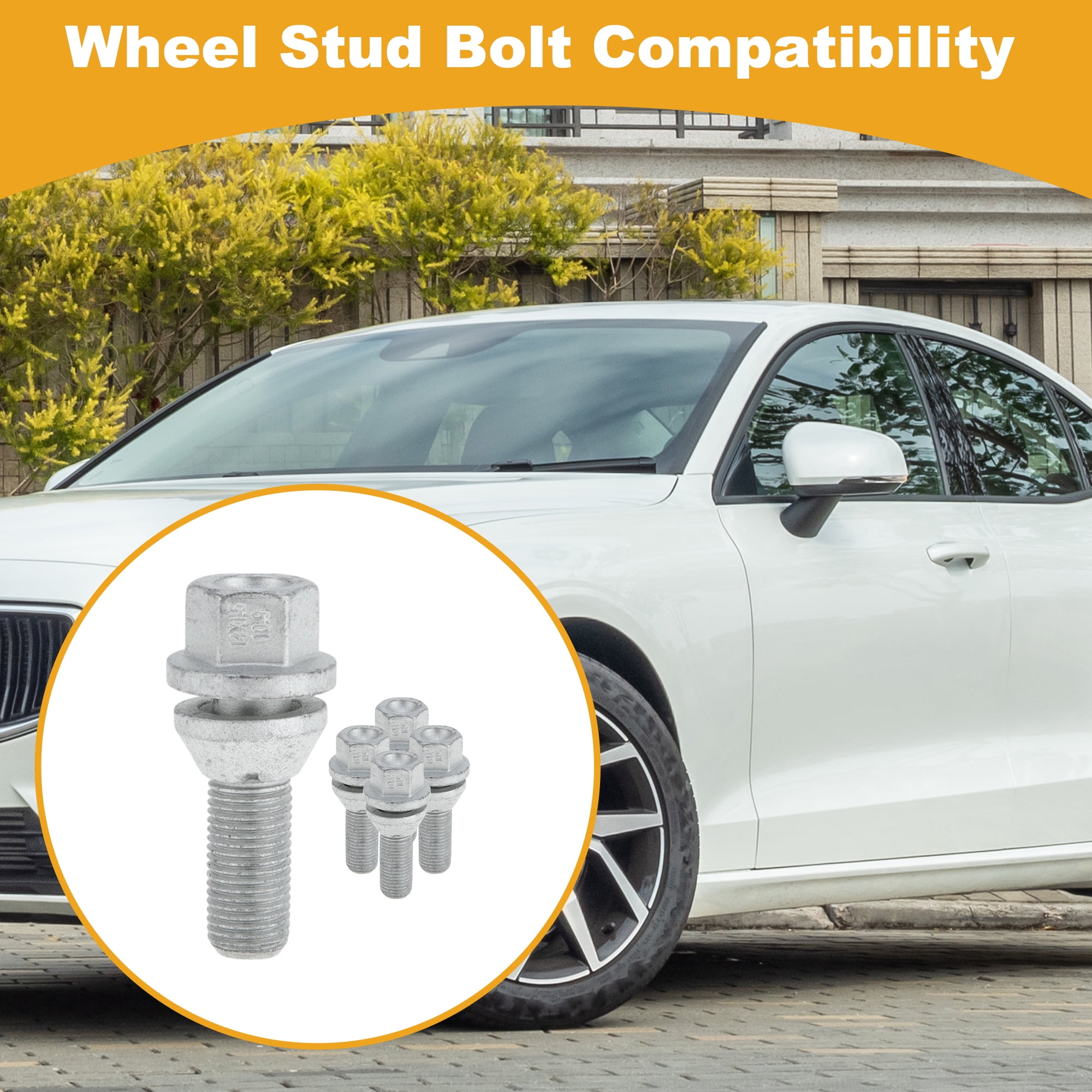 Unique Bargains 5 Pcs M14x1.5 Wheel Lug Stud for Volvo S60 2001-2020 Front Rear Set
