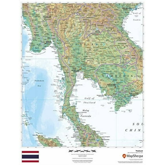 Thailand - 17" x 22" Rolled Canvas Wall Map