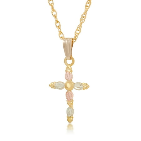 - Landstroms Black Hills 10k Gold Cross Pendant, 12K Gold Leaves