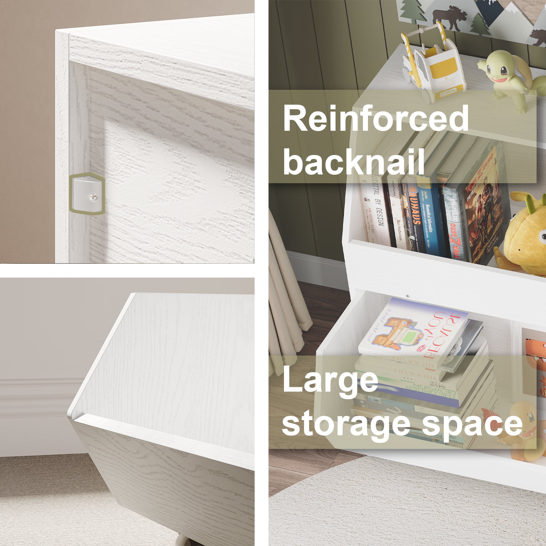 New Kids Toy Storage Organizer, Muti-Functional Bookcase and Storage Bin with Moveable Drawers, Children Toddler Storage Carbinet for Playroom, Bedroom, Nursery