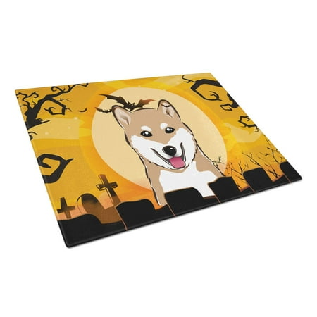 

Carolines Treasures BB1783LCB Halloween Shiba Inu Glass Cutting Board Large 12H x 16W multicolor