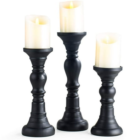 Dining Table Centerpieces Ideas Resin Pillar Candle Holders Set of 3-7.9