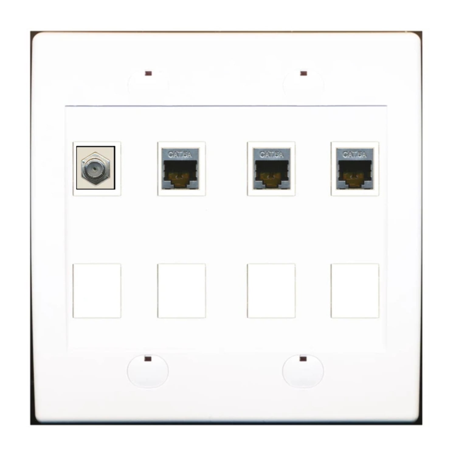 Ultra Spec Cables Custom Wall Plate White with up to 8 Keystone Ports