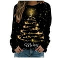 thumbnail image 2 of Savings Fall ClothesChristmas Sweatshirts for Women Printed Crewneck Long Sleeve Casual Sweater Ladies Winter Loose Blouses (M, C Black), 2 of 4