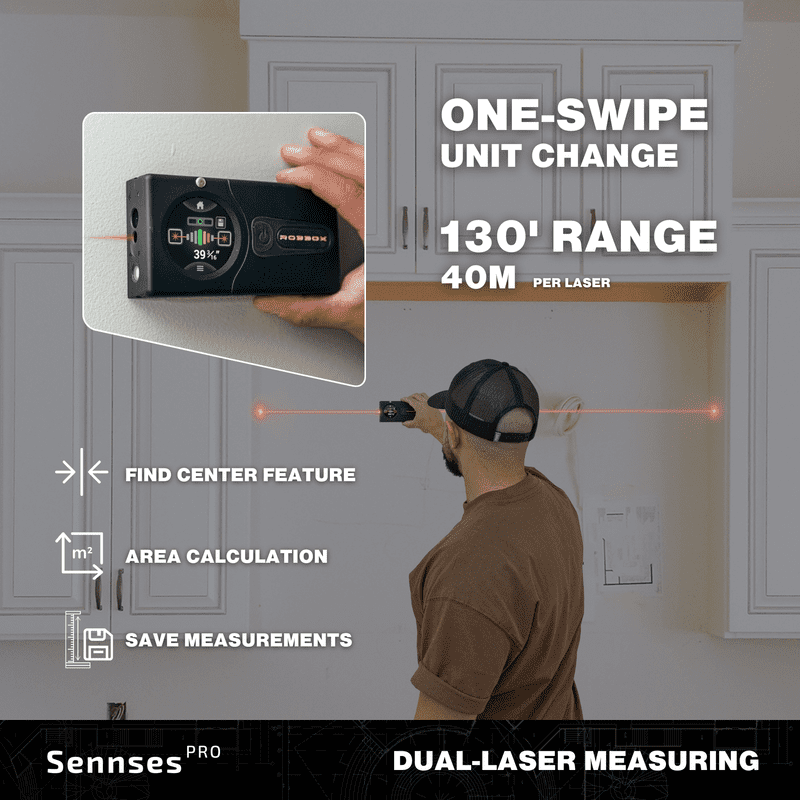 ROBBOX Sennses Pro 160' Dual-Laser Measuring, Digital Smart Level with Stud Detection