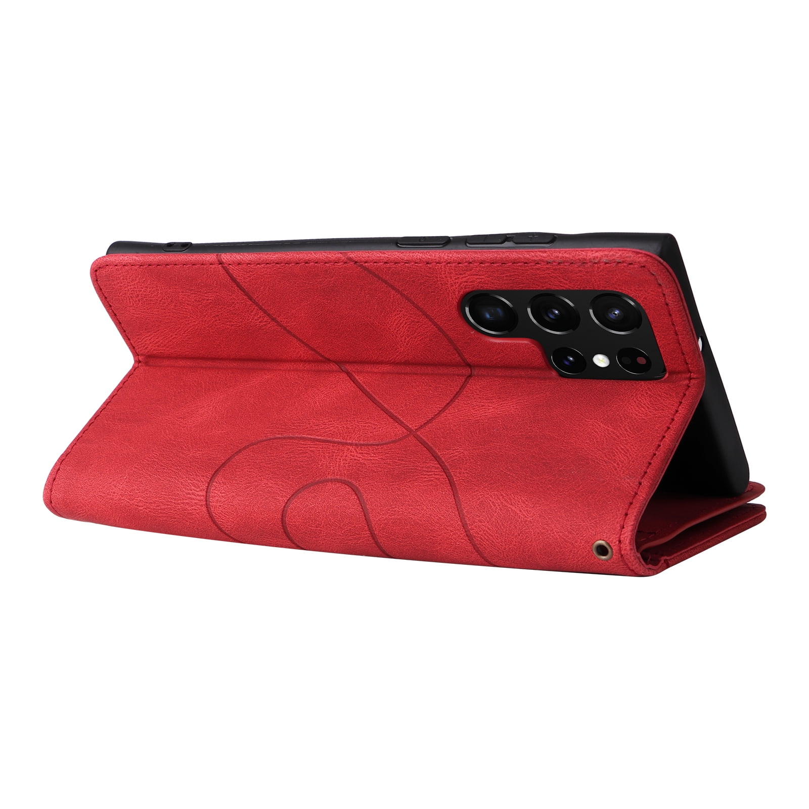 Dteck for Samsung Galaxy S23 Case 2023 6.1 Inch Wallet with 9 Card Slots, Zipper Pocket PU Leather Folio Flip Phone Case with Wristlet Strap for Samsung Galaxy S23 5G,Red