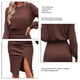 thumbnail image 2 of Women Dress, Polyester Fiber Solid Color Casual Waist Tightening Dress Lantern Sleeves  For Dating ANGGREK Marrón oscuro XXL, 2 of 5