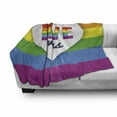 thumbnail image 3 of Pride Soft Flannel Fleece Throw Blanket, Rainbow Flag with Stripes Heart with Love Wins Text LGBT Culture Colorful, Cozy Plush for Indoor and Outdoor Use, 60" x 80", Multicolor, by Ambesonne, 3 of 6