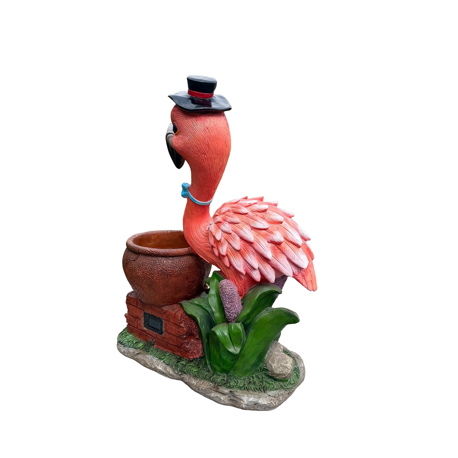 Outdoor Garden Flamingo Flower Pot Planter, Unique Yard Statue with Welcome Sign, Resin Sculpture for Patio, Lawn, Garden, Porch Decor, Pink