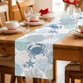 thumbnail image 5 of Coastal Crab Table Runner 70 Inches, Nautical Beach Marine Life Coral Conch Bed Runner Dresser Scarves Tabletop for Indoor Outdoor Parties/Ceremony/Banquet, 13" x 70", 5 of 9