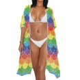 thumbnail image 3 of HELLHERO Polyester Bathing Suit Cover Up for Summer Breathable Loose Rainbow Scales, 3 of 6