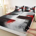 thumbnail image 4 of Homewish Watercolor Gradient Queen Sheets,Geometric Artwork Queen Sheet Sets,Black Red,4-Piece,1 Flat Sheet, 1 Fitted Sheet and 2 Pillowcases, 4 of 6